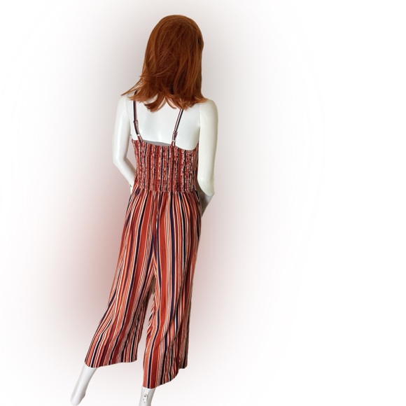 ✨5/$15 No Boundaries Rust Striped Casual Jumpsuit size Large - Picture 2 of 7